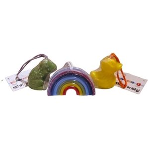 Soap On A Rope Set Of 3 Soaps with Frog, Duck, and Rainbow, NWT